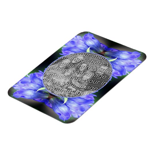Blue Gentian Blume Frame Ihr eigenes Foto hinzufüg Magnet (Linke Seite)