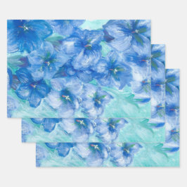 Blue Gentian Blume Geschenkpapier Set