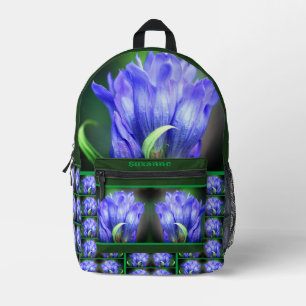 Blue Gentian Blume Mirror Personalisiert Bedruckter Rucksack