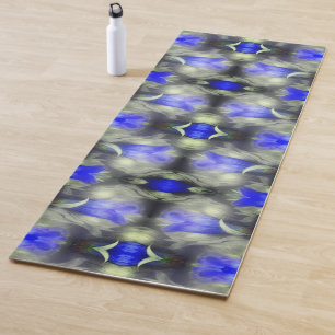 Blue Gentian Blume Multiplizierte Abstrakte Natur Yogamatte