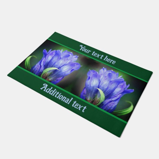 Blue Gentian Blume Personalisiert Fußmatte (Schrägansicht)