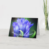 Blue Gentian Blume Personalisiert Geburtstag Karte (Vorderseite)