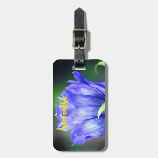 Blue Gentian Blume Personalisiert Gepäckanhänger (Vorderseite vertikal)