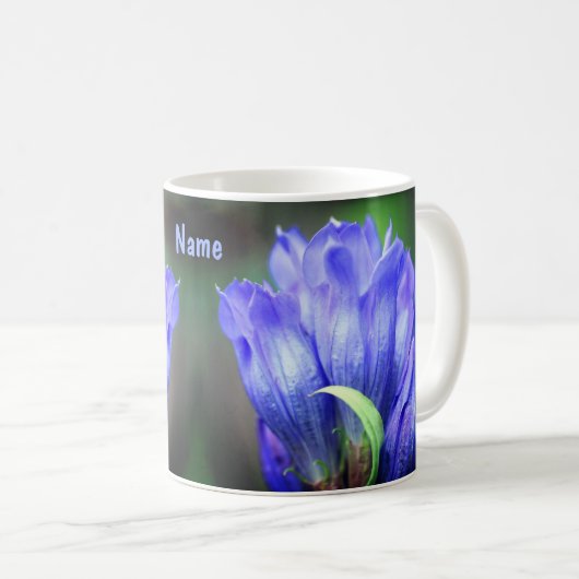 Blue Gentian Blume Personalisiert Kaffeetasse (VorderseiteRechts)