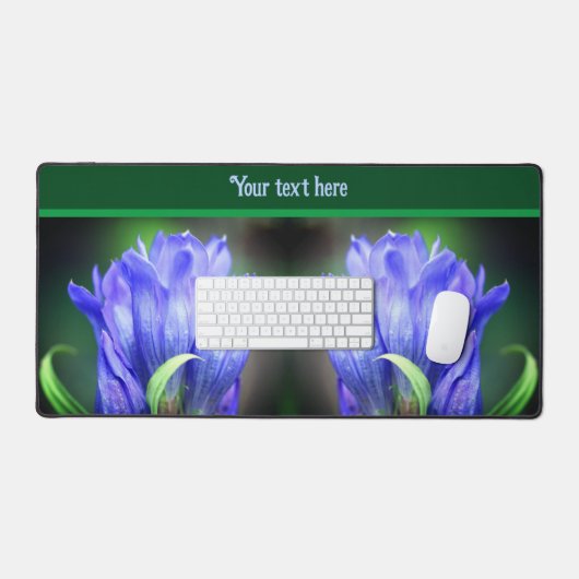 Blue Gentian Blume Personalisiert Schreibtischunterlage (Tastatur & Maus)