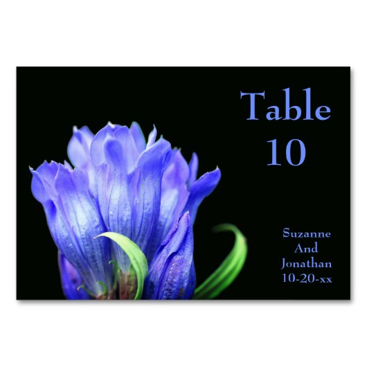Blue Gentian Blume Personalisiert Wedding Tischnummer (Vorderseite)