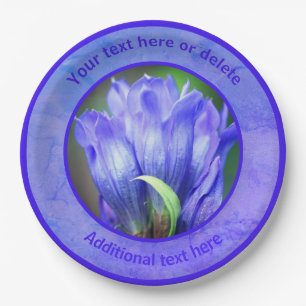 Blue Gentian Blume Personalisiertes Party Pappteller