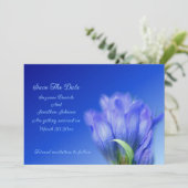 Blue Gentian Blume Wedding Save The Date (Stehend Vorderseite)