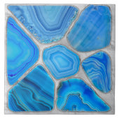 Blue Geode Agate Mosaik Blume art Fliese (Vorderseite)