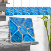 Blue Geode Agate Mosaik Blume art Fliese