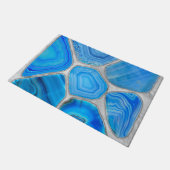 Blue Geode Agate Mosaik Blume art Fußmatte (Schrägansicht)