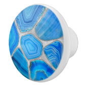 Blue Geode Agate Mosaik Blume art Keramikknauf (Rechts)