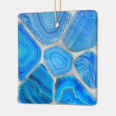 Blue Geode Agate Mosaik Blume art Keramikornament (Links)