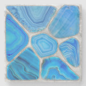 Blue Geode Agate Mosaik Blume art Steinuntersetzer (Vorderseite)