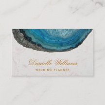 Blue Geode Agate White Marble Elegantes Skript