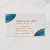 Blue Geode Agate White Marble Elegantes Skript Visitenkarte (Rückseite)