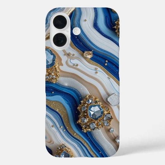 Blue Geode Gemstone with Gold Crystals – Luxury Case-Mate iPhone Hülle (Rückseite)