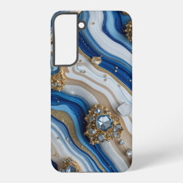 Blue Geode Gemstone with Gold Crystals – Luxury Samsung Galaxy Hülle