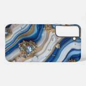 Blue Geode Gemstone with Gold Crystals – Luxury Samsung Galaxy Hülle (Rückseite (Horizontal))
