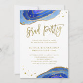 Blue Geode mit Gold Graduation Party Einladung (Vorderseite)