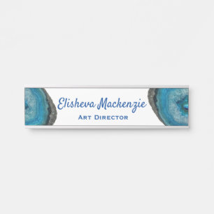 Blue Geode Office Door Sign Name Plate Türschild