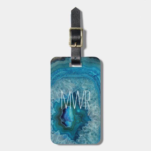 Blue Geode Rock Mineral Agate Crystal Image Gepäckanhänger (Vorderseite vertikal)