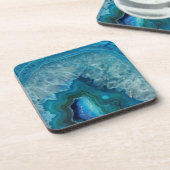 Blue Geode Rock Mineral Agate Crystal Image Getränkeuntersetzer (Linke Seite)