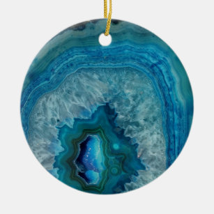 Blue Geode Rock Mineral Agate Crystal Image Keramik Ornament