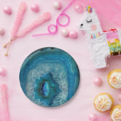 Blue Geode Rock Mineral Agate Crystal Image Pappteller (Party)