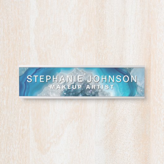 Blue Geode Rock Mineral Agate Crystal Image Türschild (Vorderseite )