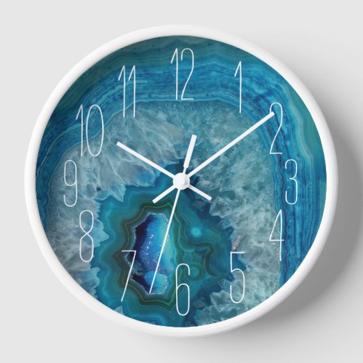 Blue Geode Rock Mineral Agate Crystal Image Uhr (Vorderseite)