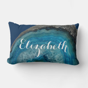 Blue Geode Rock - Personalisierter Name Lendenkissen