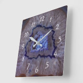 Blue Geodes Imitate Stone Gem Clock Quadratische Wanduhr (Winkel)