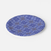 blue geometric and floral pattern pappteller (Schrägansicht)