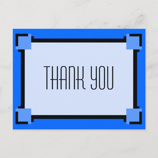 Blue Geometric Art Deco Vielen Dank Postcard Postkarte (Vorderseite)