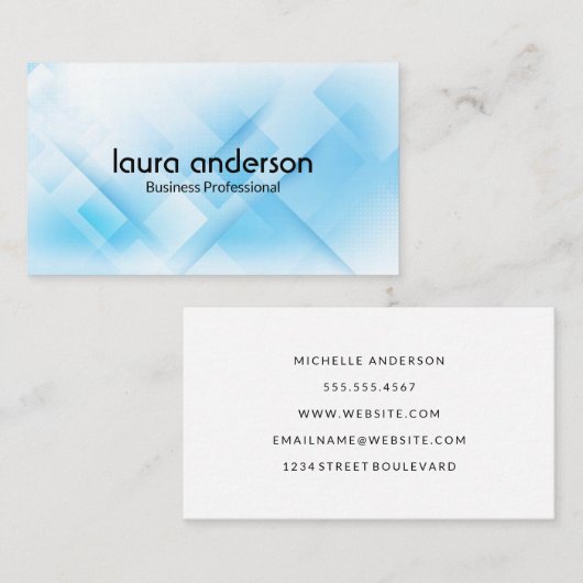 Blue Geometric Background Visitenkarte (Vorne/Hinten)