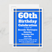 Blue Geometric Birthday Einladung Postkarte (Vorne/Hinten)