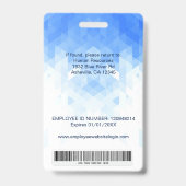 Blue Geometric Custom Employee-ID-Abzeichen Ausweis (Back)