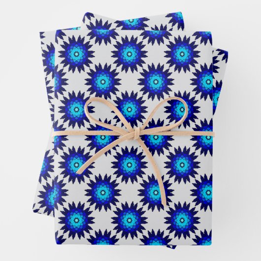 Blue Geometric Geschenkpapier Set (Beispiel)