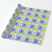 Blue Geometric Lemon Tile Geschenkpapier (Ungerollt)