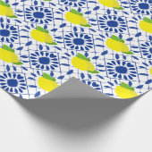 Blue Geometric Lemon Tile Geschenkpapier (Ecke)