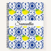 Blue Geometric Lemon Tile Notizblock (Vorderseite)