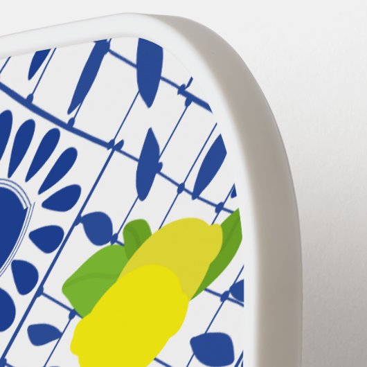 Blue Geometric Lemon Tile Pickleball Schläger (Linke Seite)