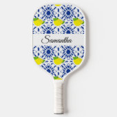 Blue Geometric Lemon Tile Pickleball Schläger (Vorderseite)