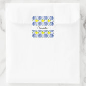 Blue Geometric Lemon Tile Quadratischer Aufkleber (Tasche)