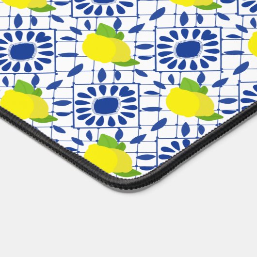 Blue Geometric Lemon Tile Schreibtischunterlage (Ecke)