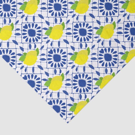 Blue Geometric Lemon Tile Seidenpapier (Ausschnitt)