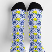 Blue Geometric Lemon Tile Socken (Oben)