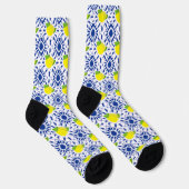 Blue Geometric Lemon Tile Socken (Rechts)