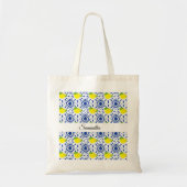Blue Geometric Lemon Tile Tragetasche (Vorne)
